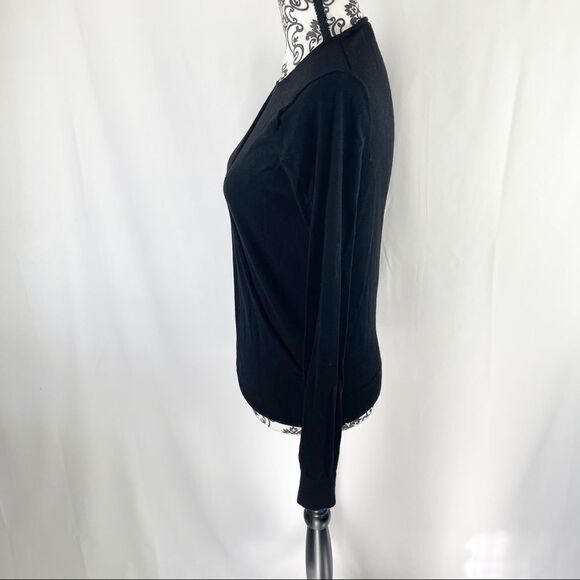 Theory Wool & Silk Faux Wrap Black Sweater - Picture 6 of 8